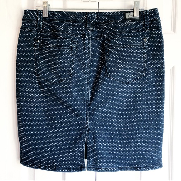 Earl Jean Blue Denim Polka Dot Print Mini Skirt Size 10 - Picture 11 of 16